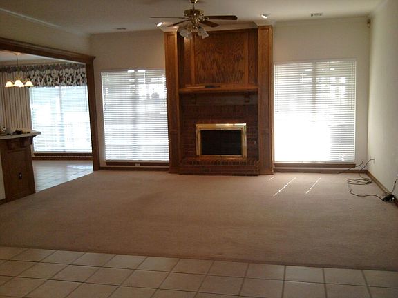 Living room with gas fire place.