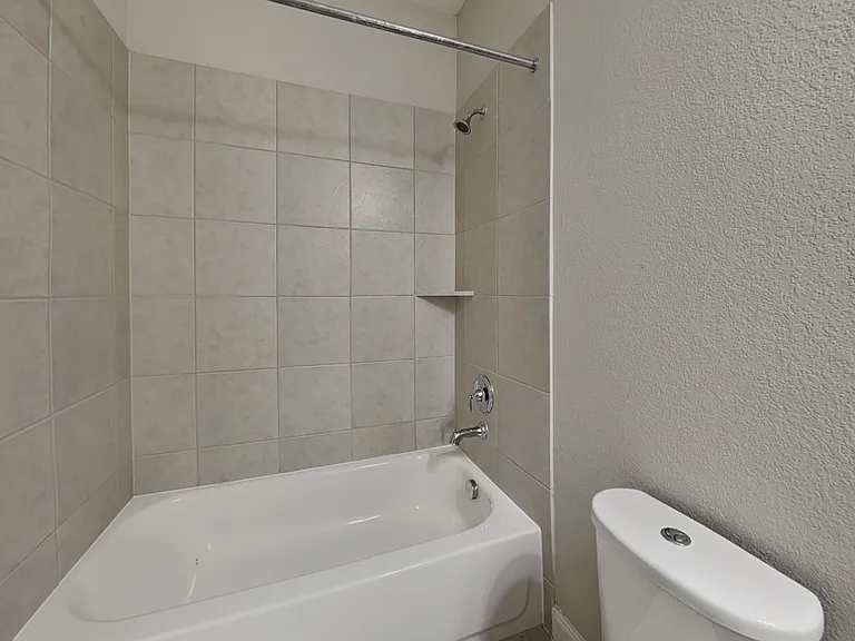 This modern bathroom features