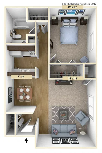 Floor plan One Bedroom Devonshire