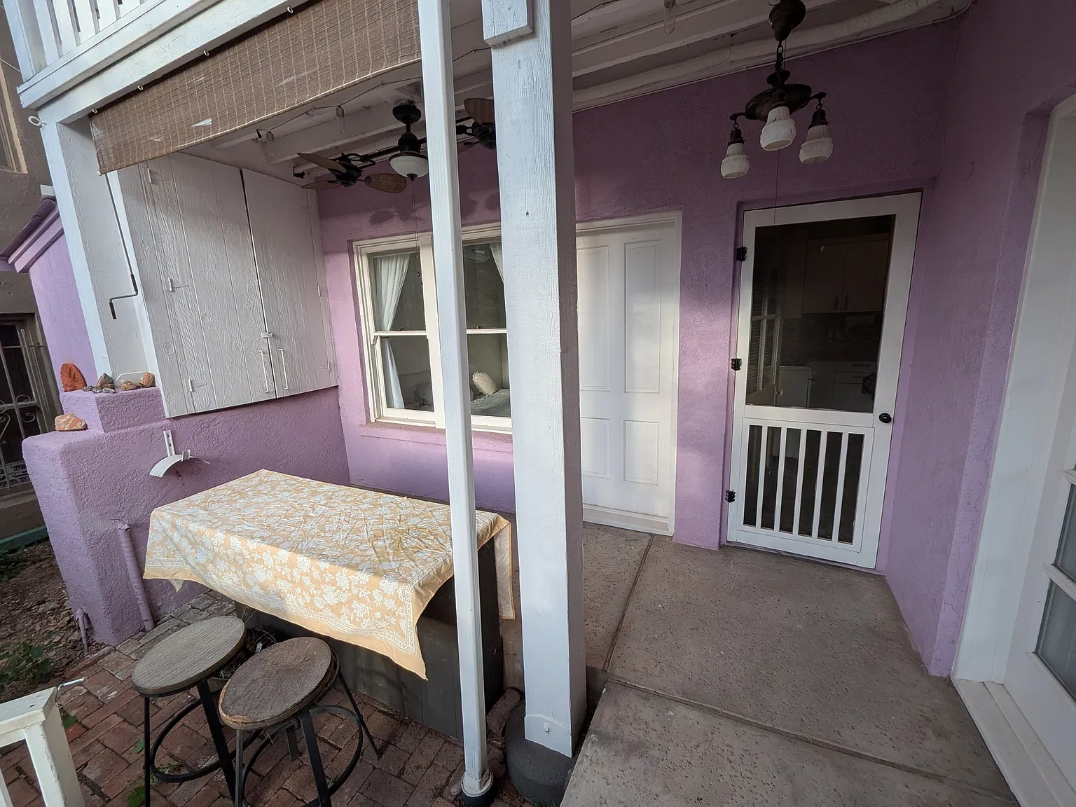 Private porch at the front of the unit.