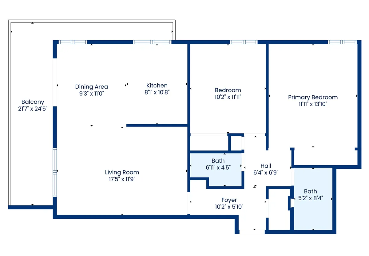 Floor plan 2 Bed x 2 Bath