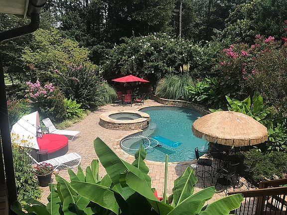 Pool view from covered porch