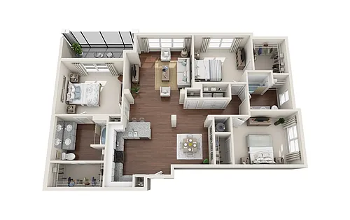Floor plan C1 - The Copahee - Three Bedroom, Two Bathroom