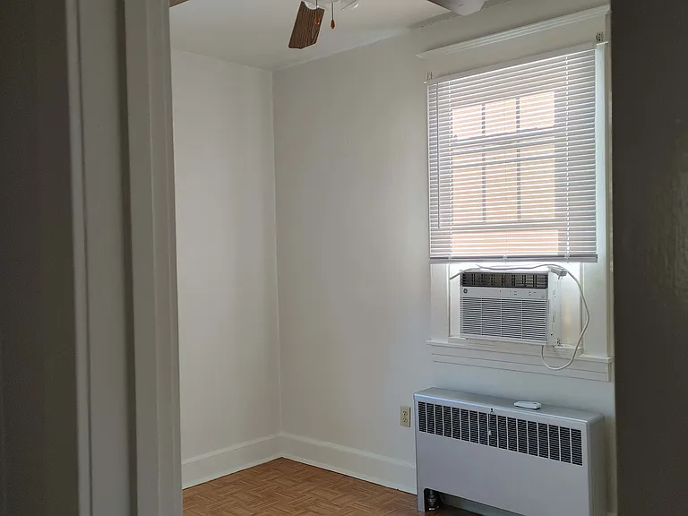 Study with Window Air Conditioner, new blinds