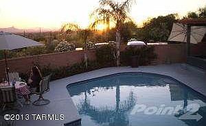 Sunset around swimming pool