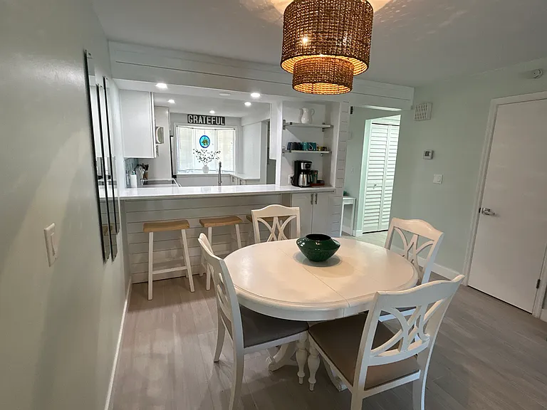 Dining Table, Bar seating and coffee station