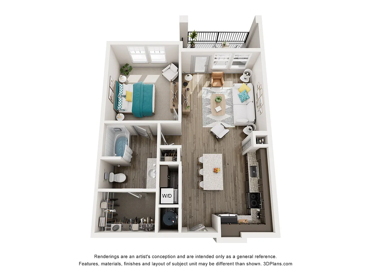 Floor plan A2 - One Bedroom, One Bathroom