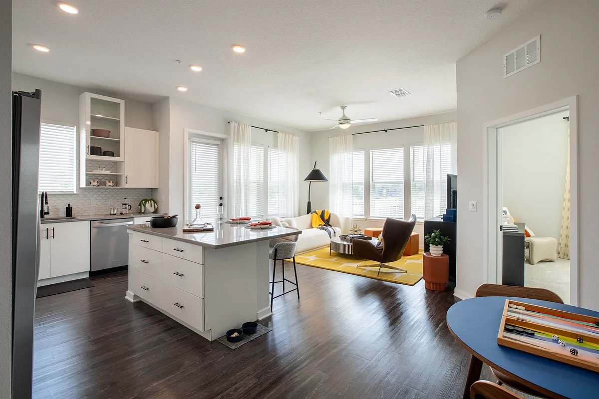 Model Living Room, Kitchen and Dining Room Cirrus Apartments - Cirrus Apartments