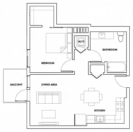 Floor plan 1 Bedroom K Fedora
