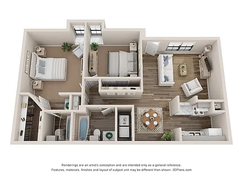 Floor plan 2 Bed 2 Bath Renovated 980 sq ft