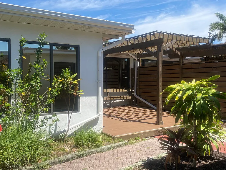 deck and backyard