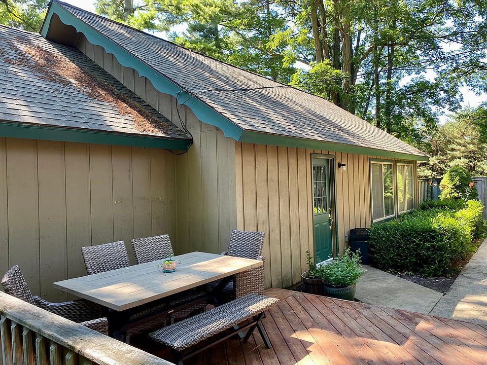 Shared patio space and unit entryway.