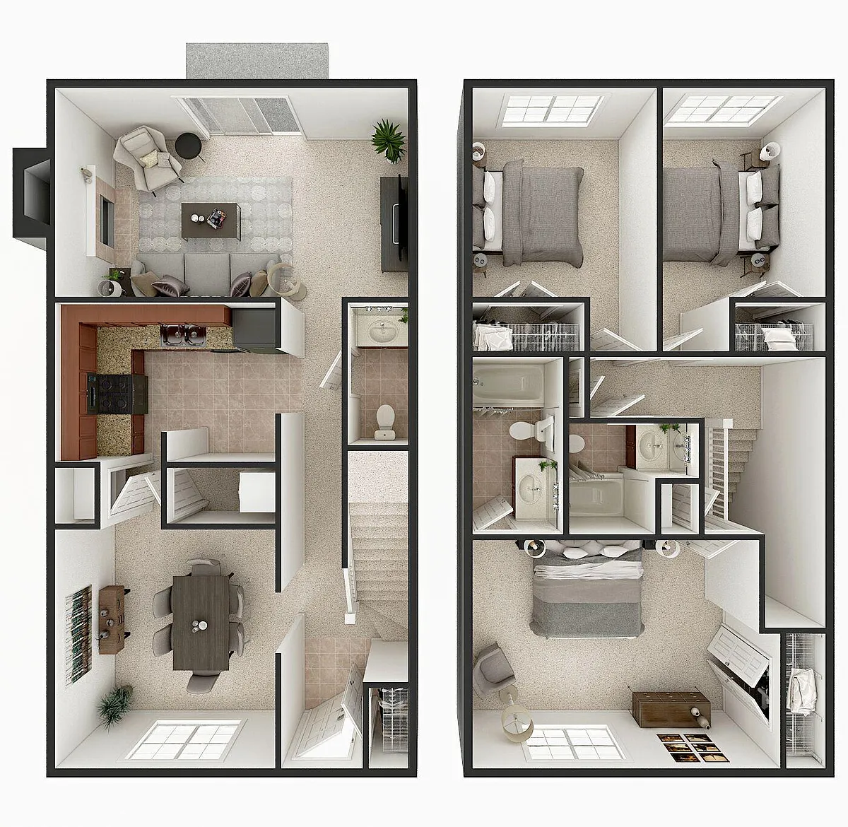 Floor plan 3 Bed Townhouse-No Availability