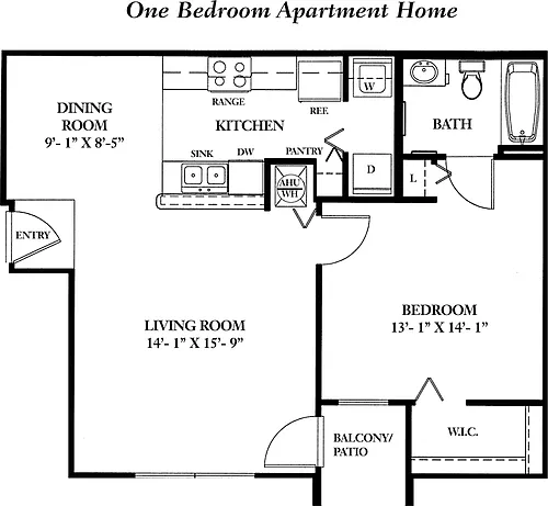 Floor plan 1 Bedroom 1 Bath
