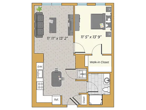 Floor plan 1 Bedroom Deluxe