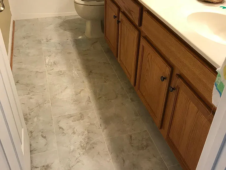 2nd Bathroom Upstairs, new marble polished tile flooring
