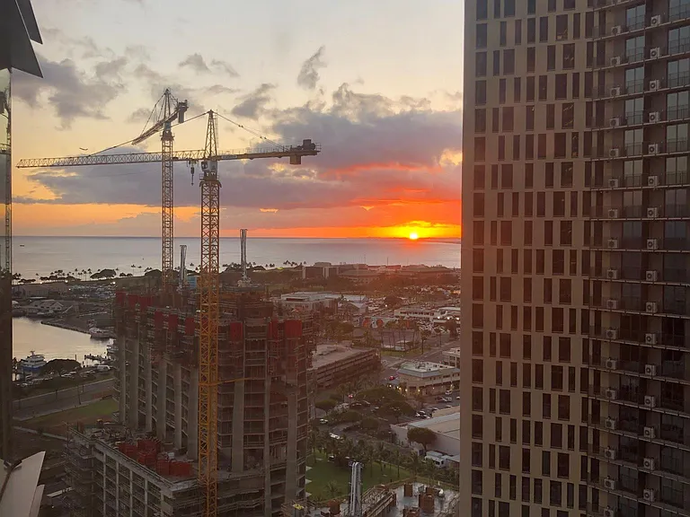 Sunset view towards the Ocean and past Koula