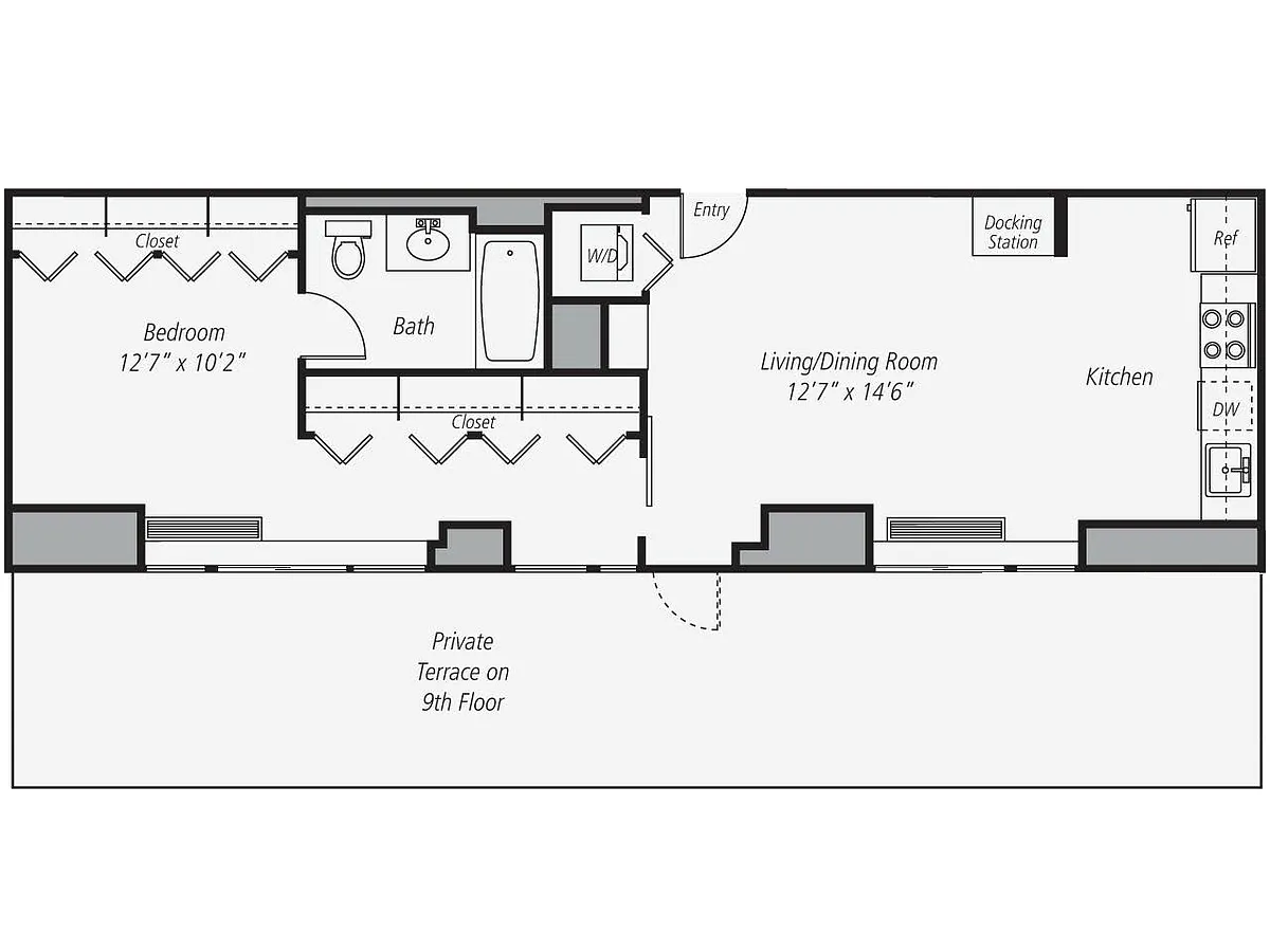 Floor plan A25 - no balcony (41 & 42 lines)