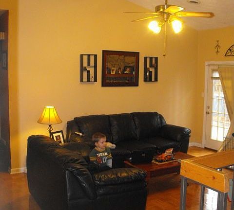 As you walk in the front door- living room off to right