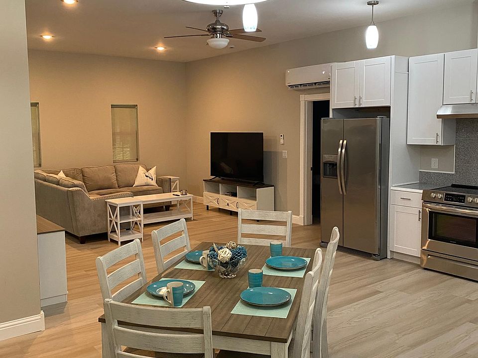 View from the dining room to the living room.