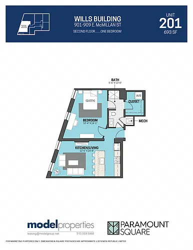 Floor plan 901 E McMillan St 201