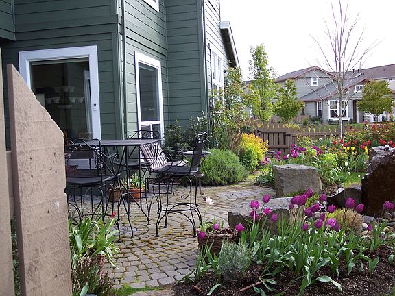 patio and a double water feature