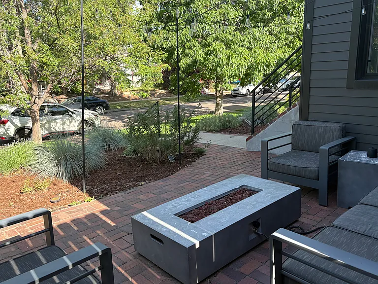 view of the street from the porch patio