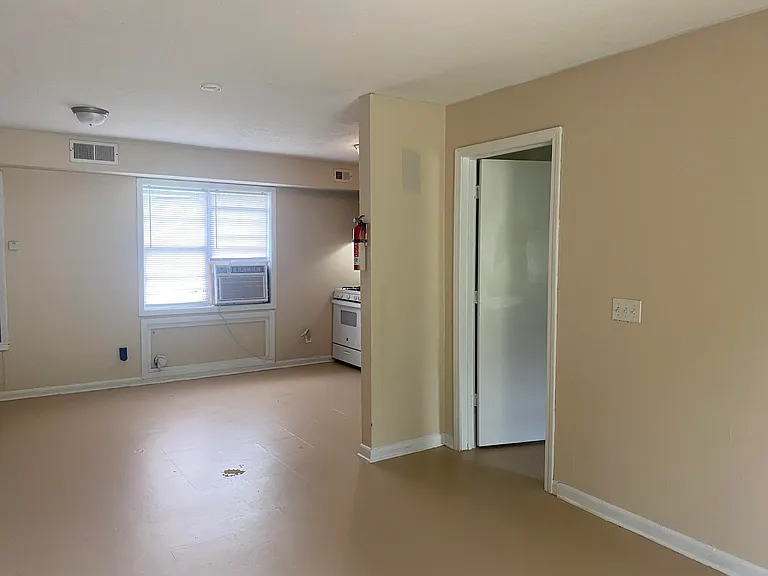 Painted floors in our budget friendly units.