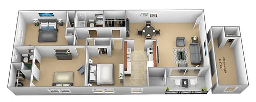 Floor plan 3 Bedroom 2 Bath