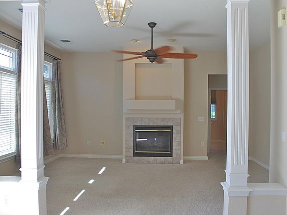 Large living room with gas fireplace