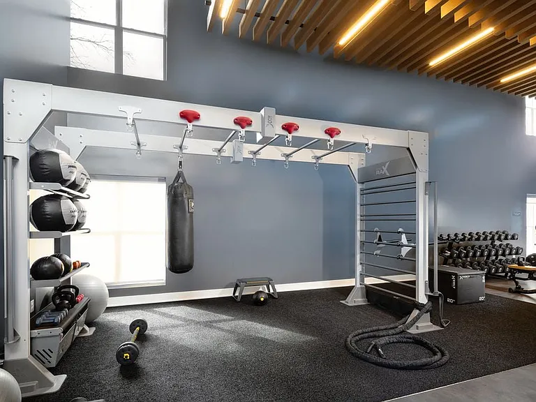Fitness center with TRX equipment