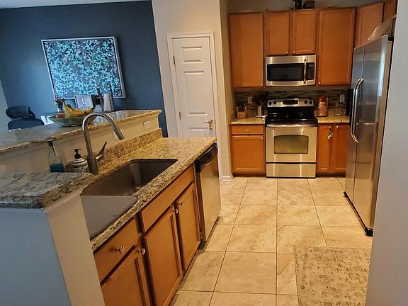 Kitchen into the dining room