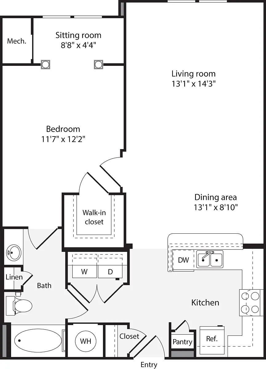 Floor plan 1 Bedroom A