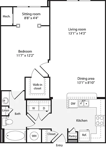 Floor plan 1 Bedroom A