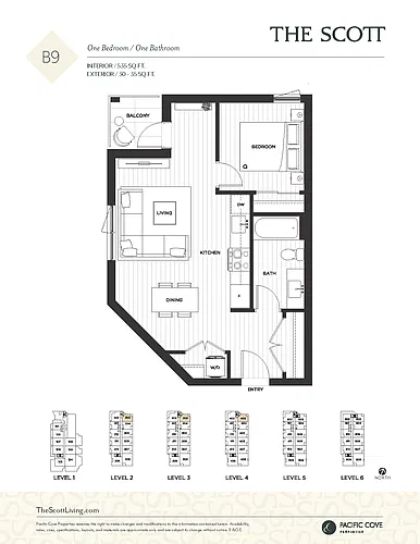 Floor plan 1 Bedroom 1 Bed 1 Bath 5