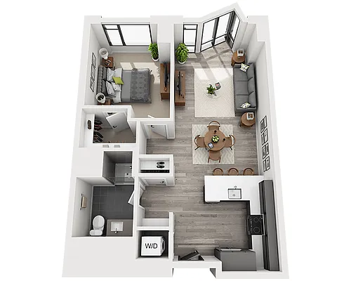 Floor plan One Bedroom A1BP