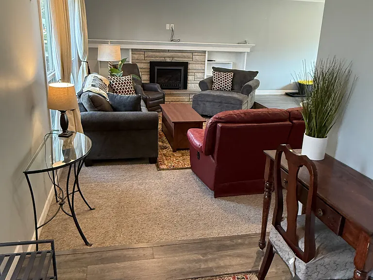 Step into the spacious, furnished living room