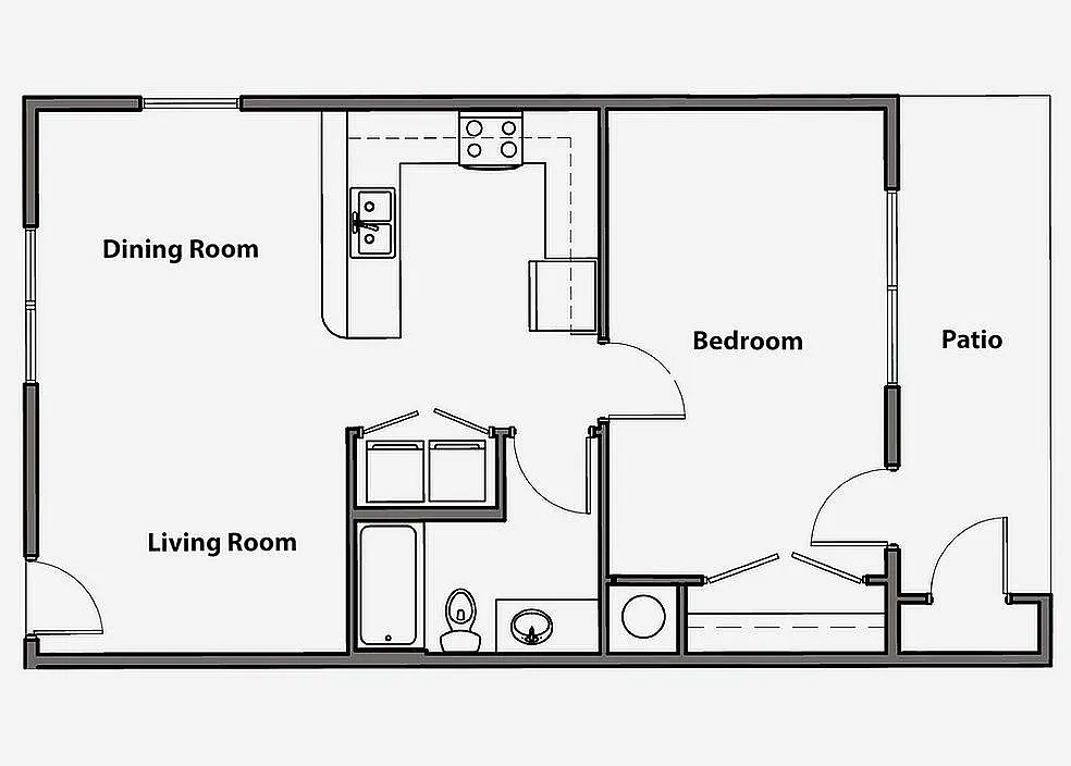 Floor plan 1 Bedroom, 1 Bathroom