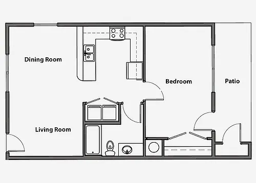 Floor plan 1 Bedroom, 1 Bathroom