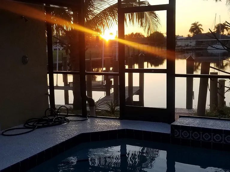 sunset view from the pool