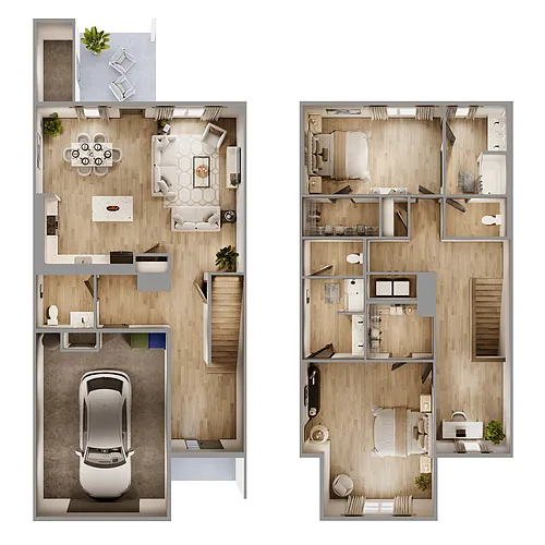 Floor plan 2 Bedroom Townhome (Two Story)