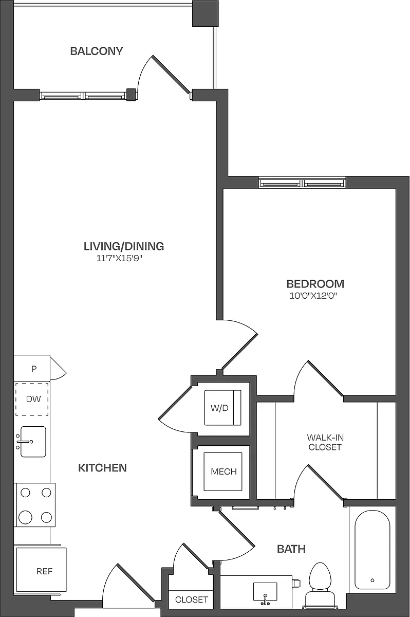 Floor plan 1 Bed/1 Bath-A06