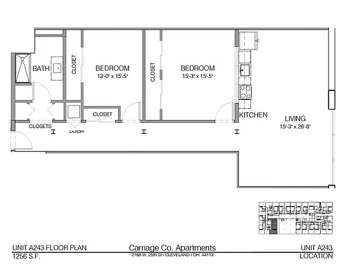 Floor plan c2-1256 - 2 bed, 1 bath