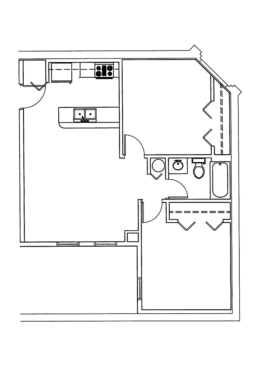 2 bedroom layout - 162 Walnut St #A