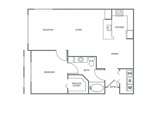 Floor plan One Bedroom One Bath (943 SF)