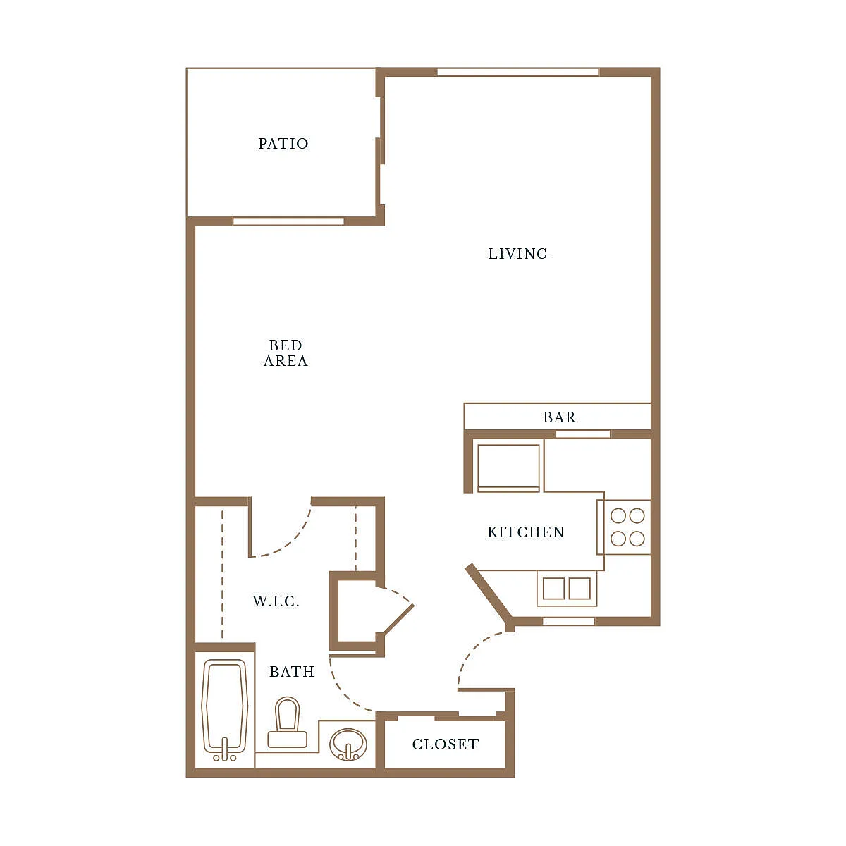 Floor plan 0 Bed, 1 Bath