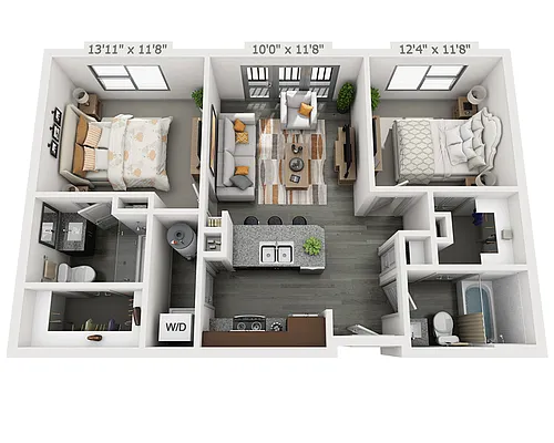 Floor plan Two Bedroom B2A