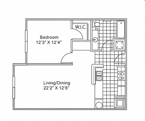 Floor plan 1 Bedroom 1 Bathroom