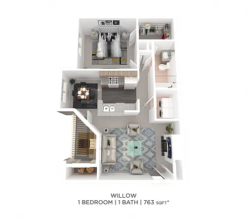 Floor plan One Bedroom - 763 sqft