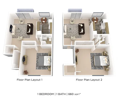 Floor plan One Bedroom - 660 sqft